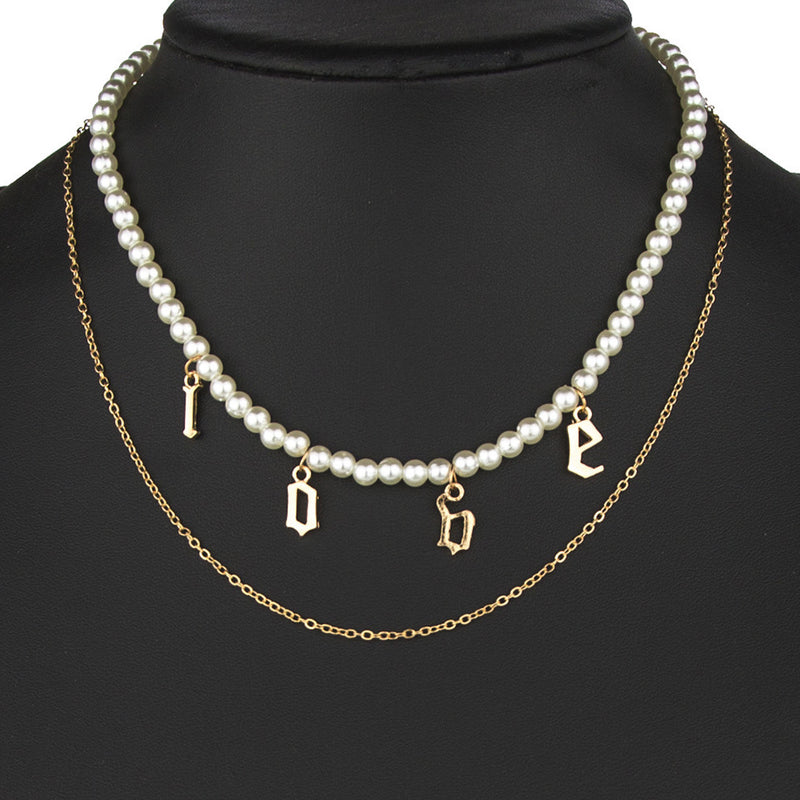 European And American Alphabet Pearl Necklace