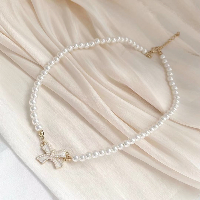 Women's All-match New Pearl Bow Necklace