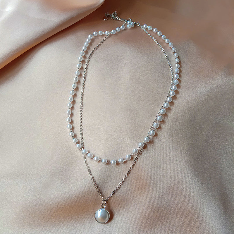 Simple Double Layer Pearl Necklace Female Tide Clavicle Chain