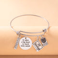 Creative Silver Ruler Crayons Charms Inspirational Bracelet Vintage Stainless Steel Adjustable Bangle Teacher's Day Gift