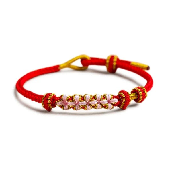 DIY Zodiac Year Red Rope Peach Knot Bracelet