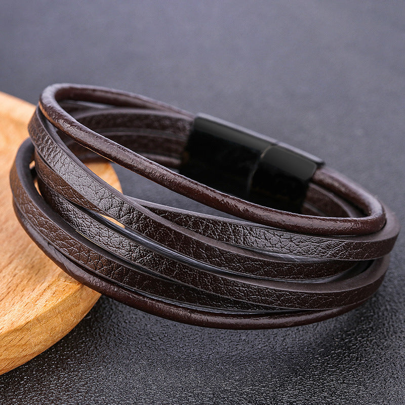 Alloy Men's Braided PU Leather Bracelet