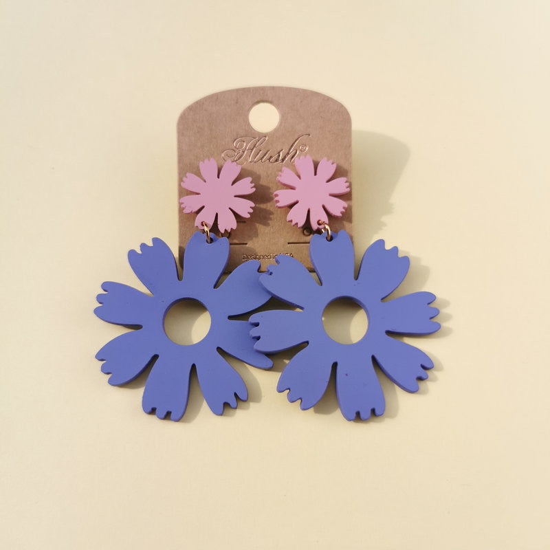 Simple And Beautiful Flowers Exaggerated Acrylic Earrings Personality Candy Color Temperament