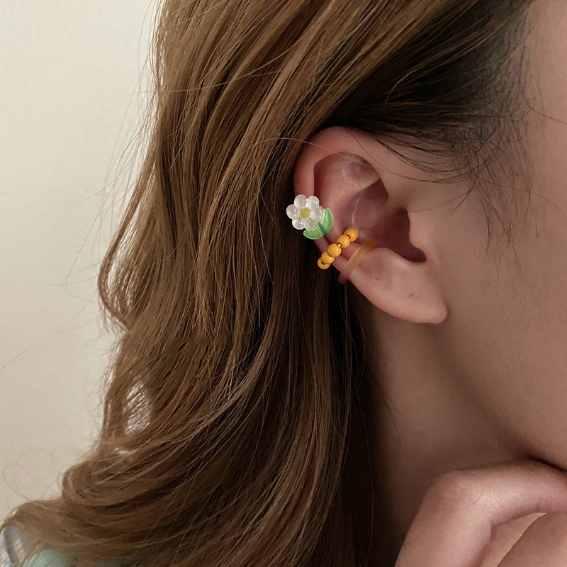 Color Acrylic Flowers Cute Sweet Girl Ear Clip