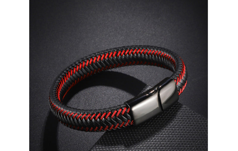 Cross-border Supply Men's Stainless Steel Leather Bracelet Simple
