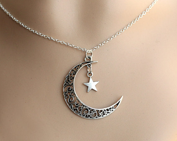 Valentine's Day Jewelry Star Moon European And American Retro Combination Necklace