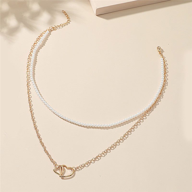 Alloy Multilayer Love Choker Clavicle Chain