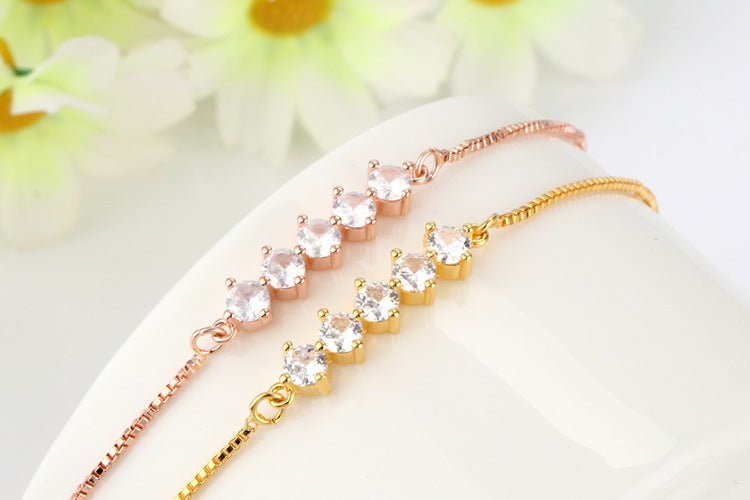 Bracelet Rose Gold Plated With 10 Zircon Diamonds