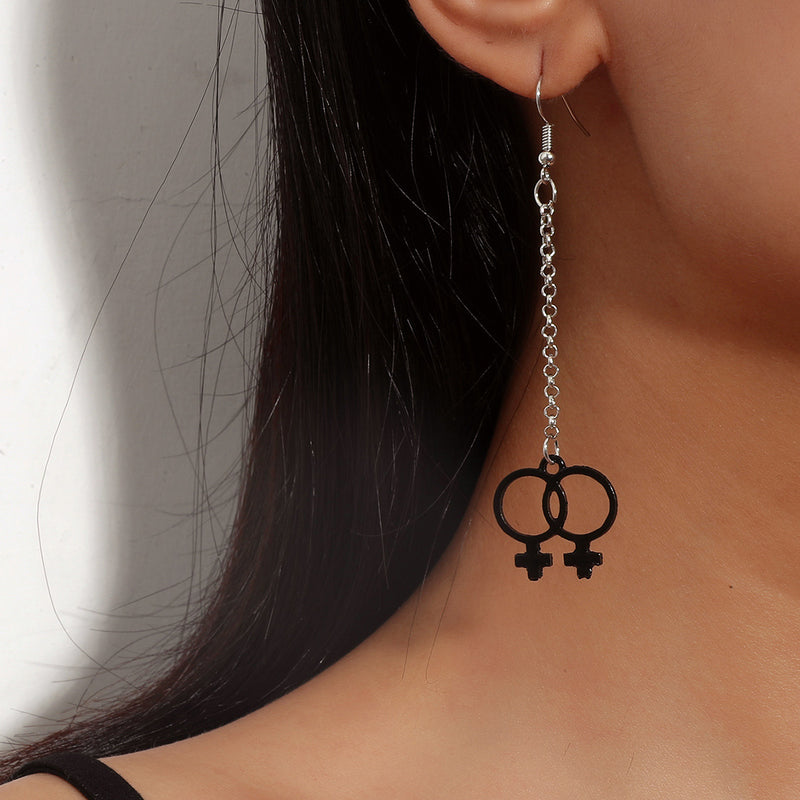 Creative Girl Symbol Earrings Ins Style Simple Alloy Long Section