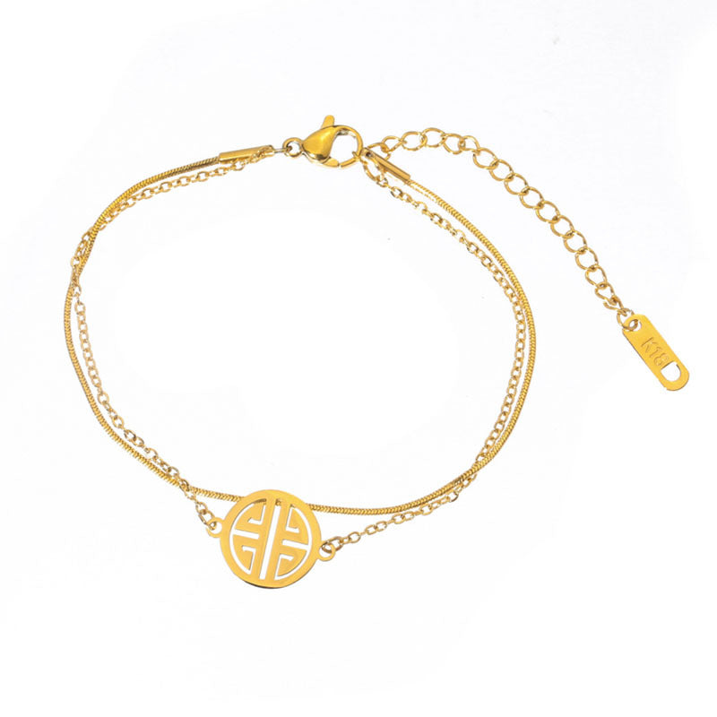 Golden Temperament High-end Sense Of Blessing Brand Pendant Net Red Ins Bracelet