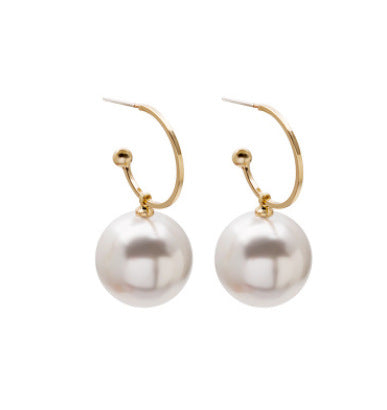 Exaggerated 925 Silver Needle Big Pearl Personality Earrings