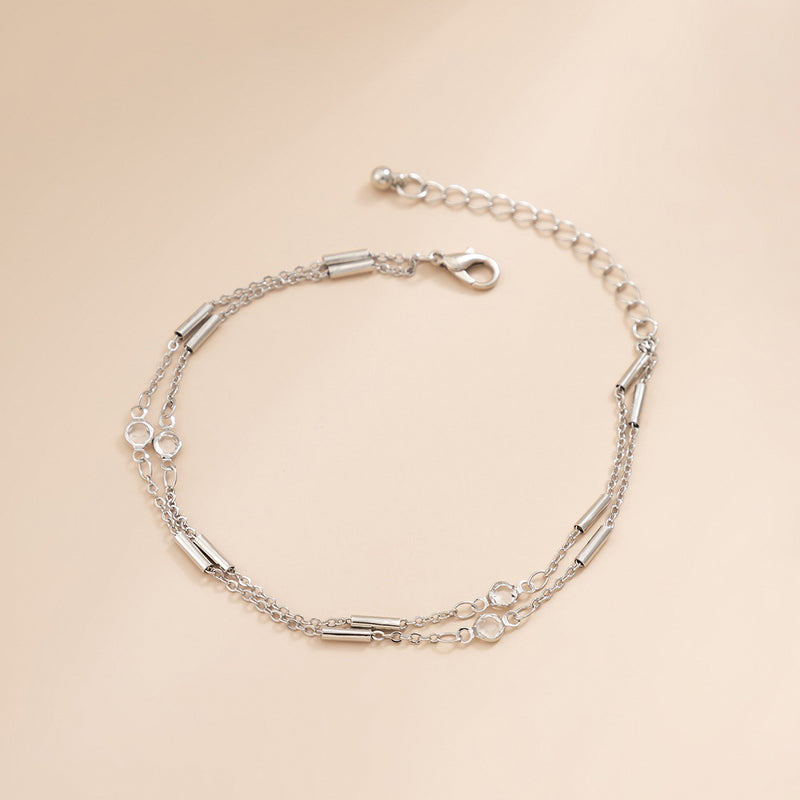 Creative Double-layer Round Tube Stitching Chain Anklet