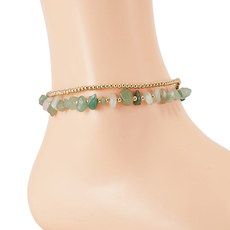 Bells Hand-woven Natural Gravel Beaded Anklet Women