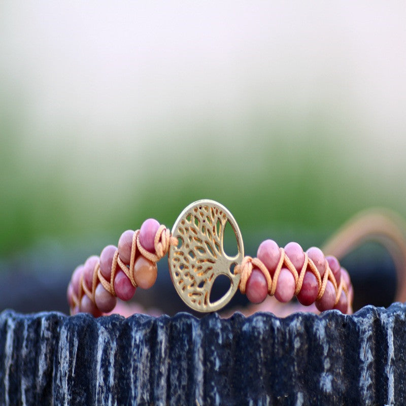 Cross-border New  Natural Stone Bracelet, Beaded Tree Of Life Bracelet, Couple-style Woven Bracelet