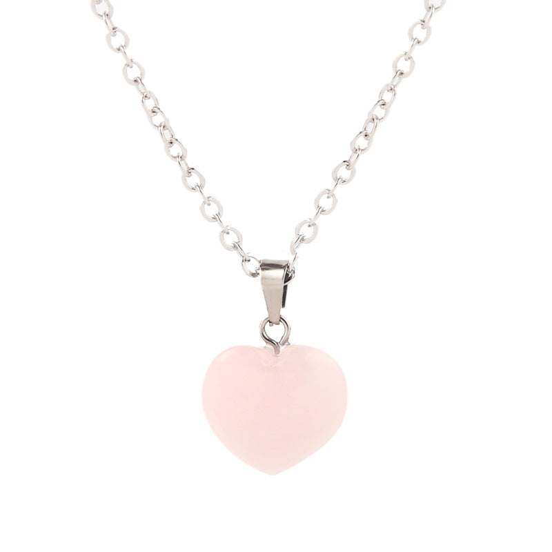 Korean Simple Natural Stone Heart-shaped Necklace Women