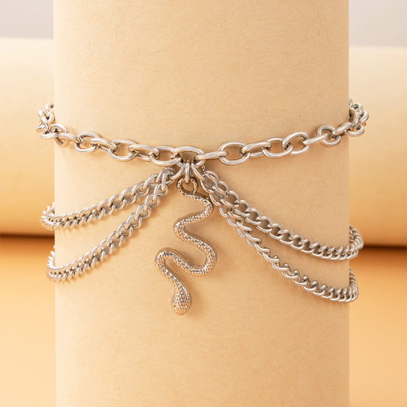 Women's Alloy Snake Geometric Multilayer Creative Anklet