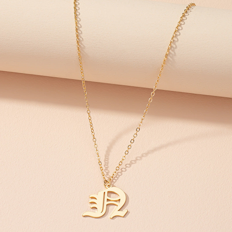 Retro Personality Design Sense 26 English Alphabet Necklace Female