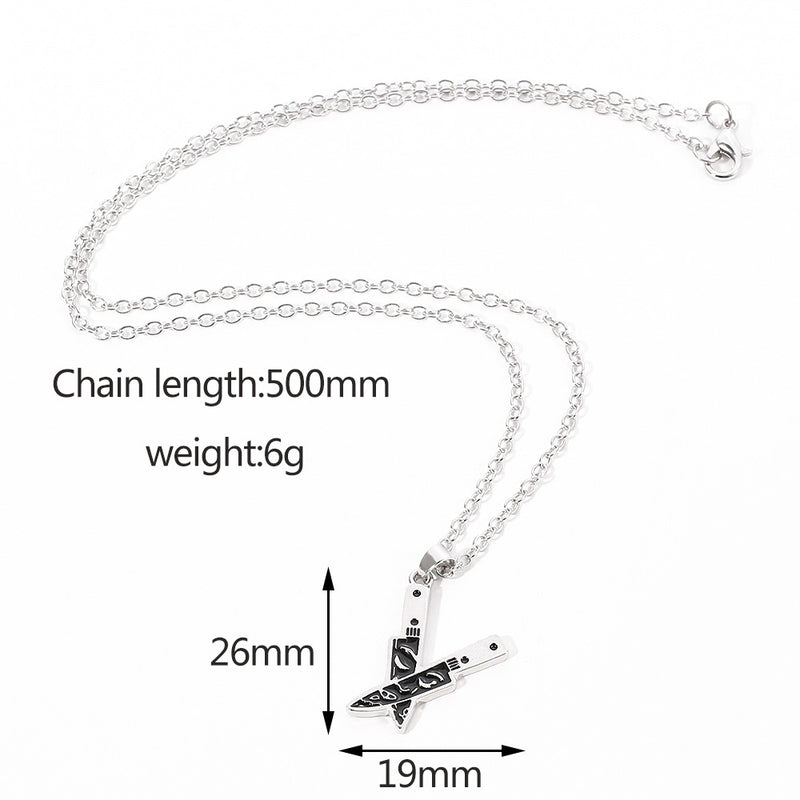 X Cross Knife Pendant Necklace Personality Punk Retro Accessories