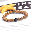 Vintage Ethnic Style 10mm Wooden Bead Volcanic Rock Elastic String Braided Bracelet