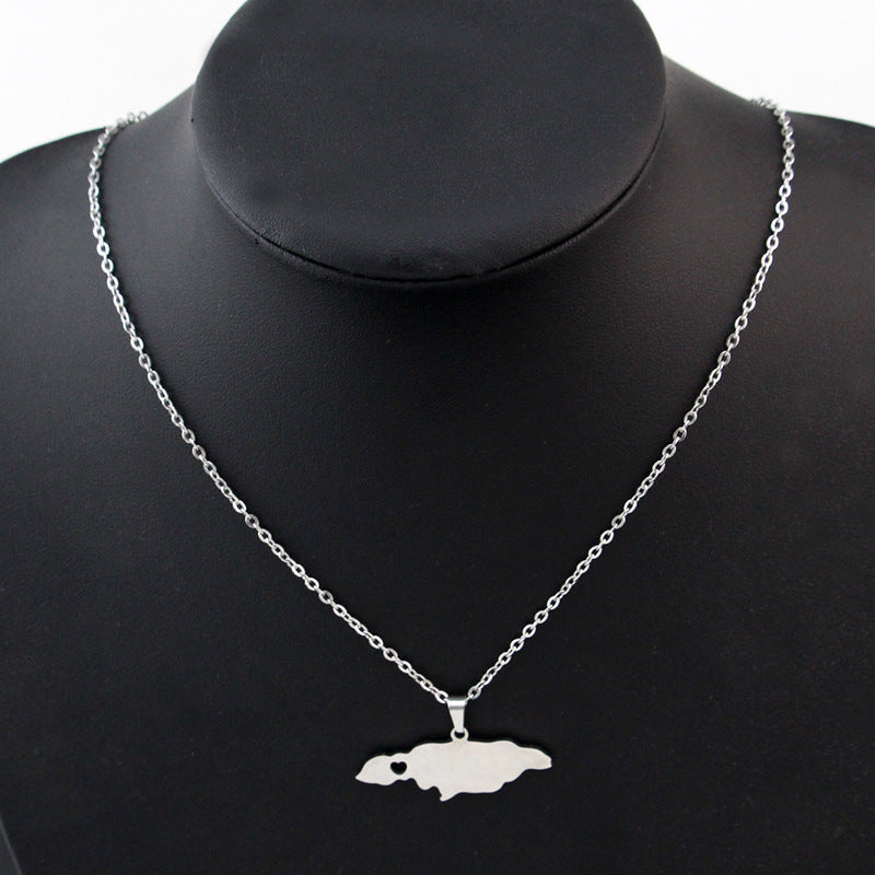 Stainless Steel Creative Jewelry Jamaica Map Necklace Can Be Customized