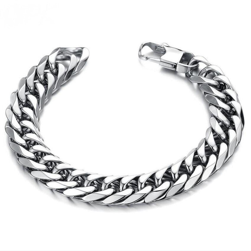 Versatile Titanium Steel Men's Bracelet Square Buckle Cuban Chain