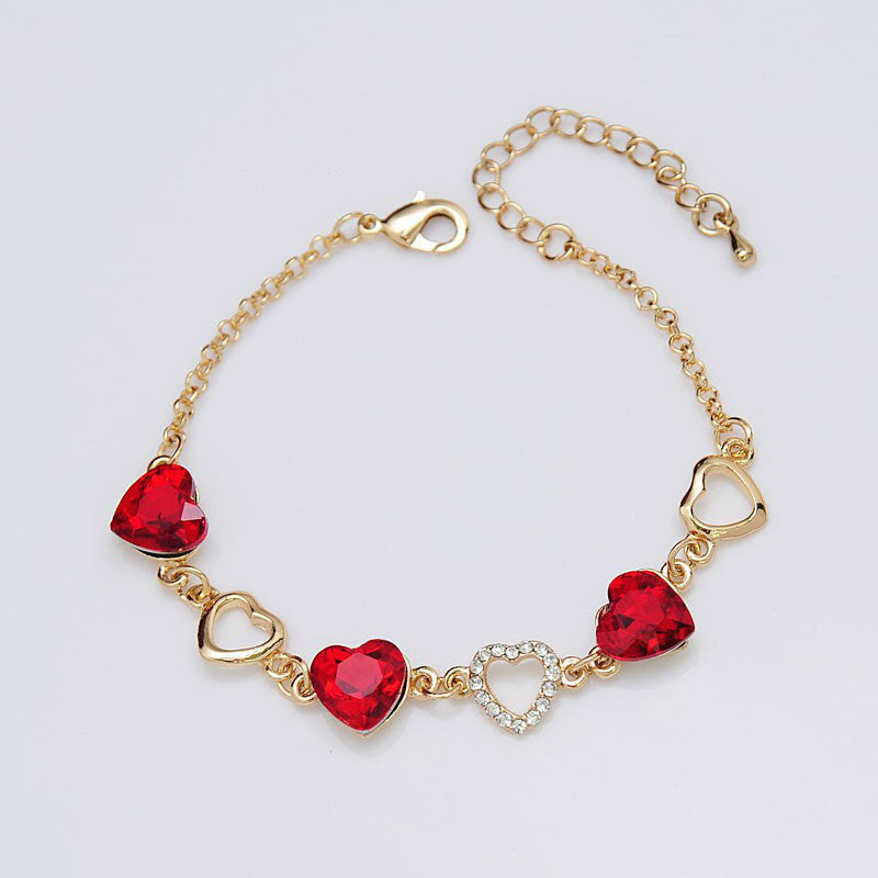 Peach Heart Love Interlocking Bracelet Bangle Jewelry