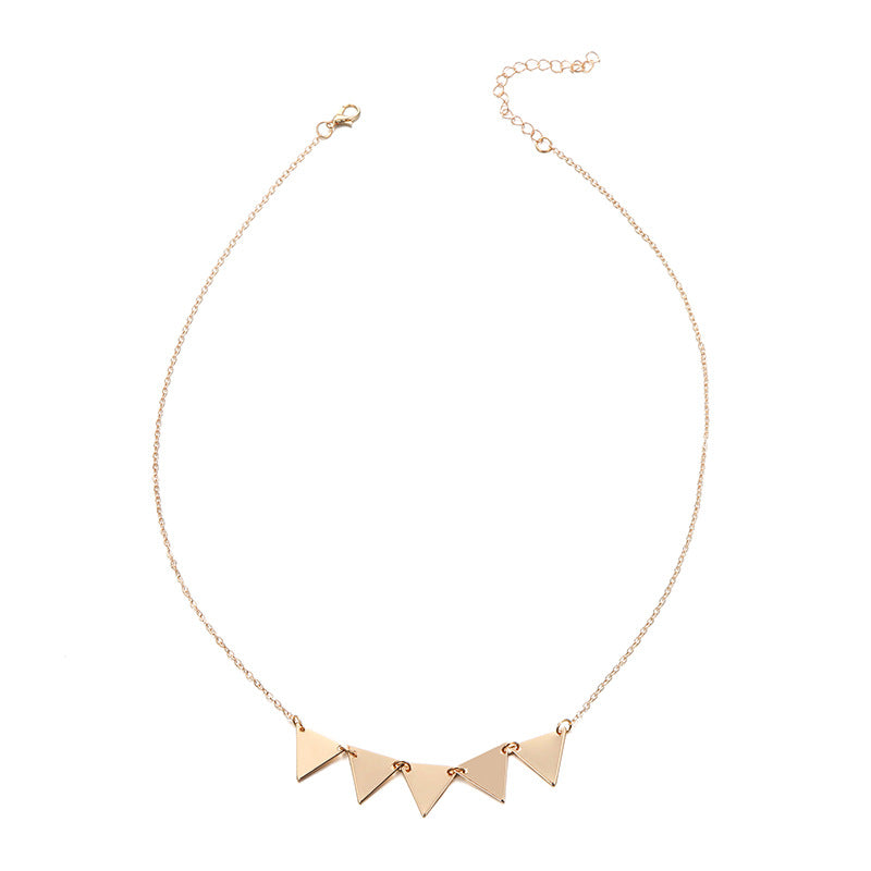 New Fashion Simple Geometric Mosaic Triangle Pendant Short Clavicle Chain Necklace Women
