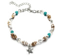 Conch starfish pendant rice bead anklet