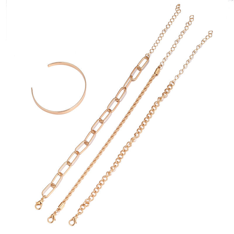FourVersatile and Stylish Set of Four Gold-tone Alloy Bracelets -Piece Alloy Bracelet Bracelet