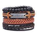 Fashion Woven Believe Cowhide Bracelet