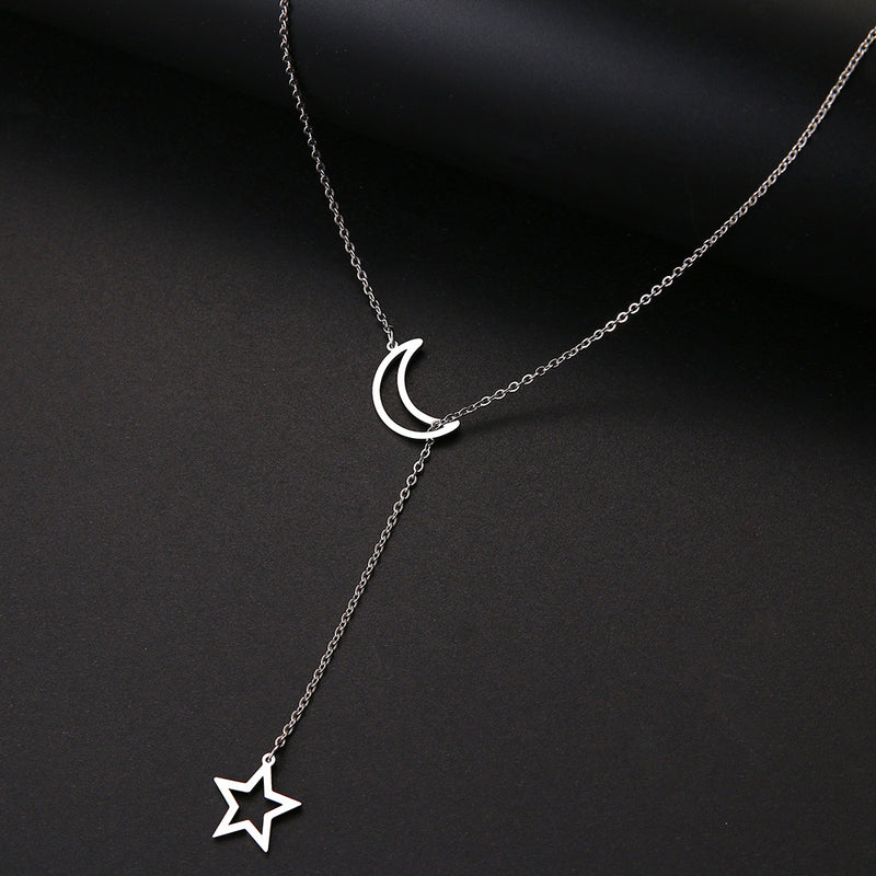 Moon Star Necklace Clavicle Chain Pendant Long Chain Necklace