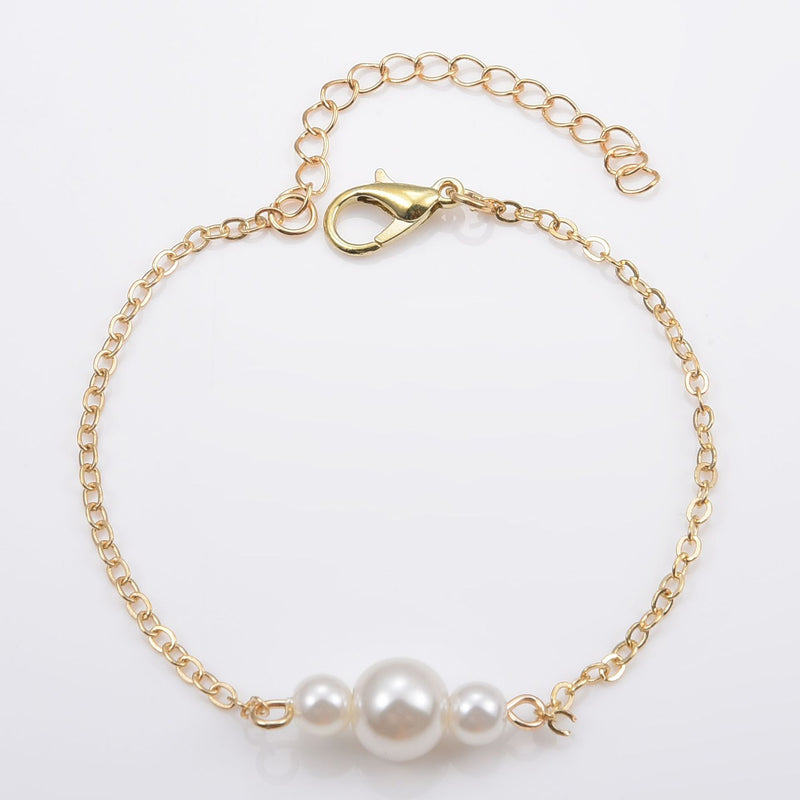 Beaded Pearl Bracelet White Pearl Glossy