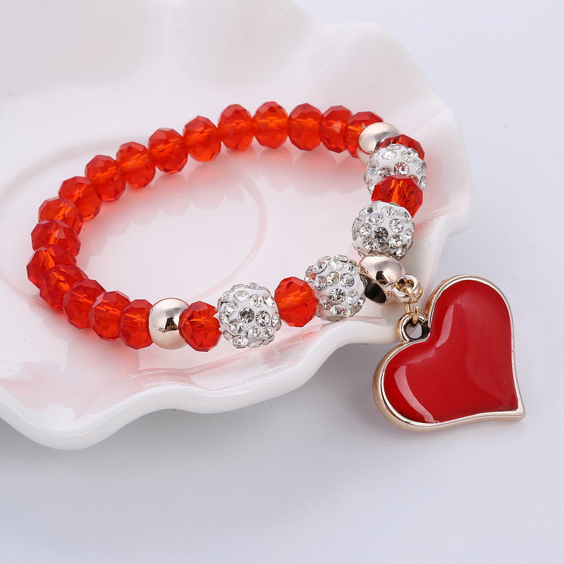 Fashion Sweet Love Pendant Crystal Bracelet Women