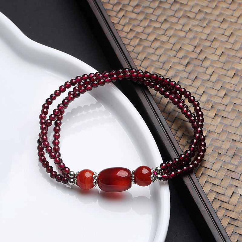 Fashion Personality Natural Three-in-One Garnet Bracelet