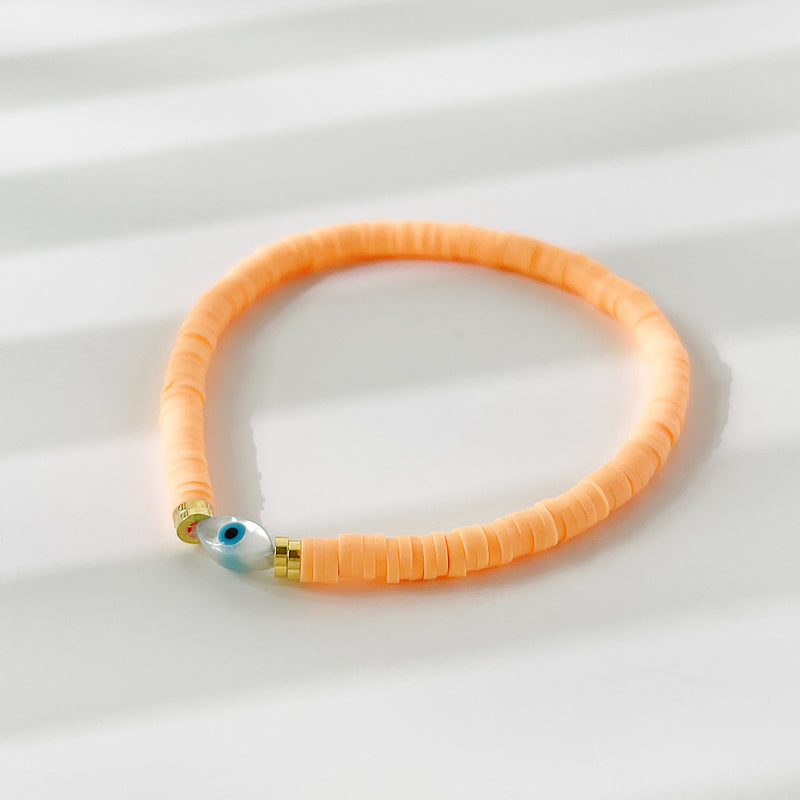 Rainbow Candy Clay Bead Eye Bead Bracelet
