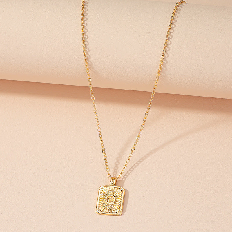 Japanese And Korean Ins Style Simple Square Brand 26 English Alphabet Necklace