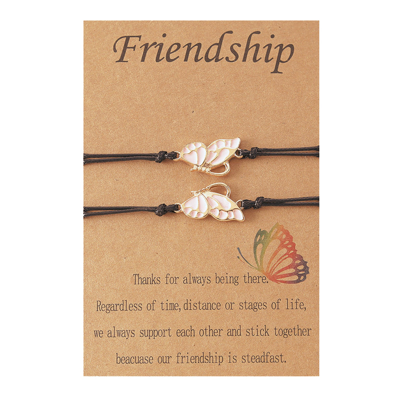 Women's Fashion Rainbow Drip Butterfly Shaped Hand Braided Bracelet