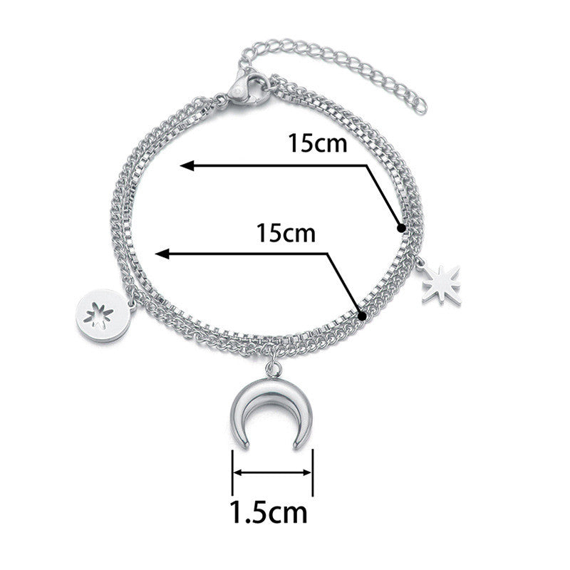 Eight-pointed Star Pendant Double-layer Titanium Steel Non-fading Bracelet