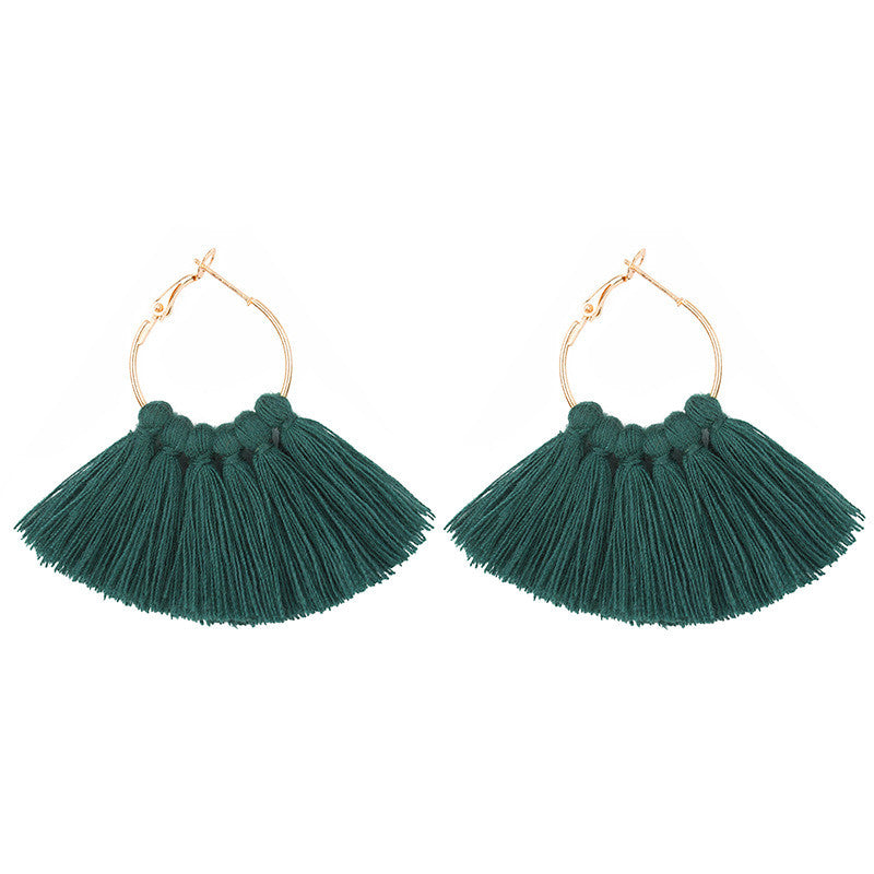 Bohemian Fan-Shaped Tassel Earrings