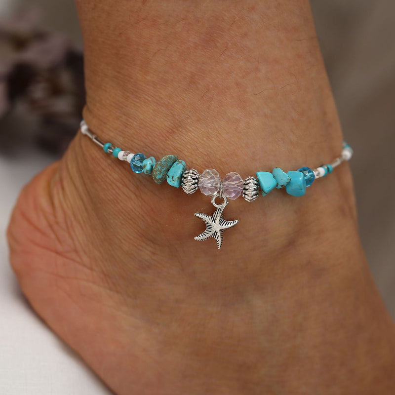 Starfish Pendant Rice Bead Anklet