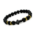 Cross Bracelet 8MM Men's Matte Volcanic Stone