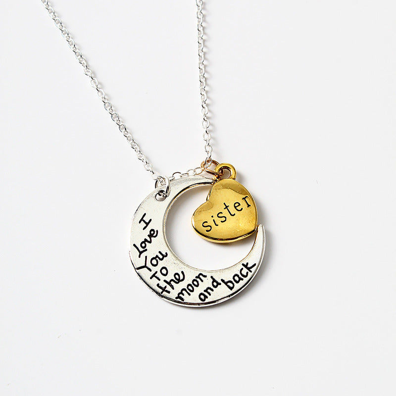 Moon Love English Pendant Necklace