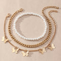 Retro Hip Hop Chain Pearl Simple Butterfly Anklet