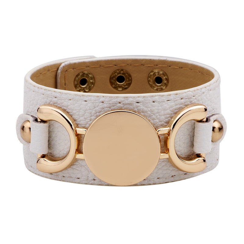 Wide Leather Ladies' Bracelet Creative Rose Gold Letters