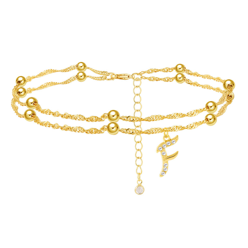 Double Letter Diamond Anklet