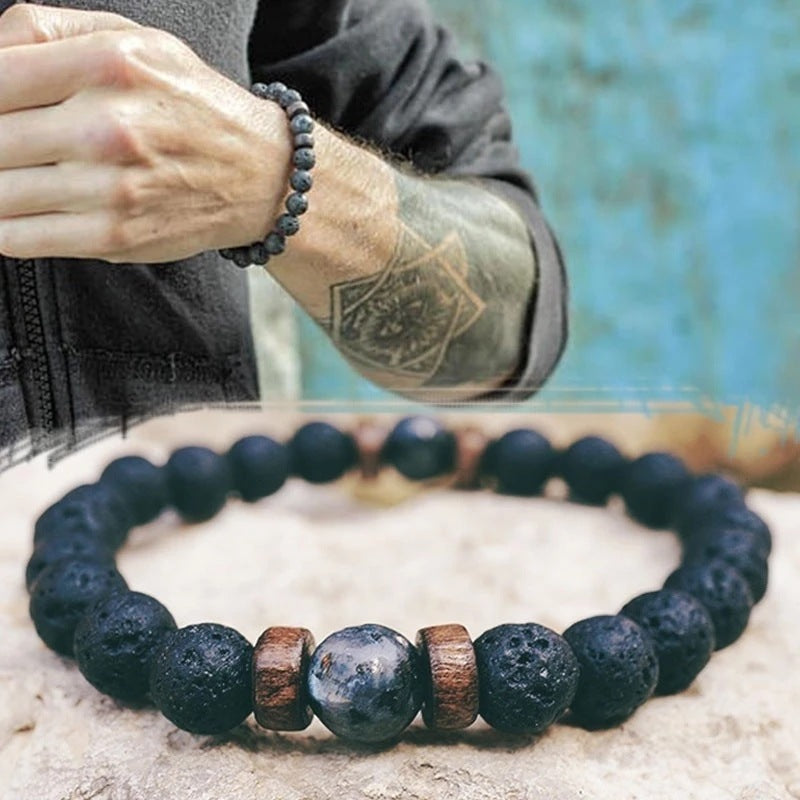 Fashion Men's Retro Volcanic Stone Yoga Bracelets