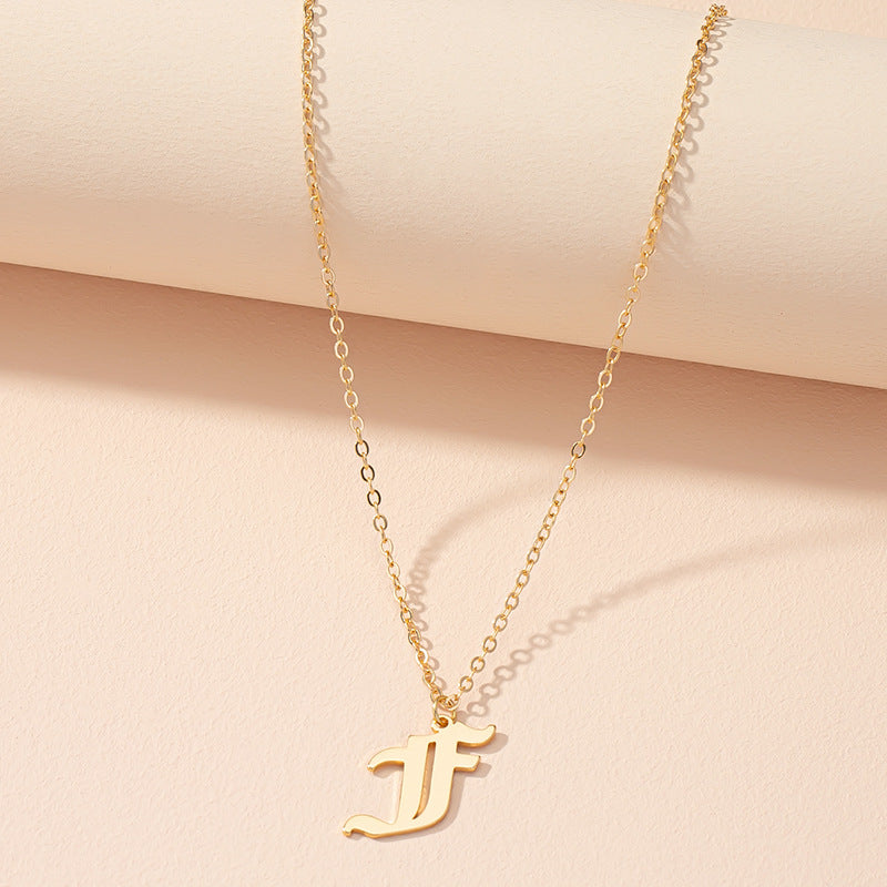 Retro Personality Design Sense 26 English Alphabet Necklace Female