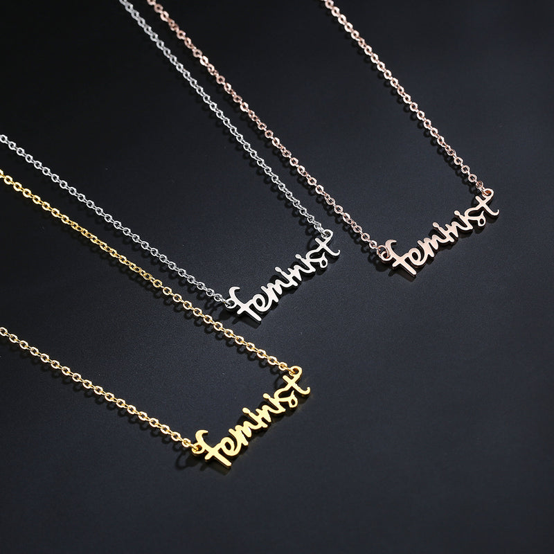 Name Feminist Necklace Women's Handwritten Chain  Christmas Gift