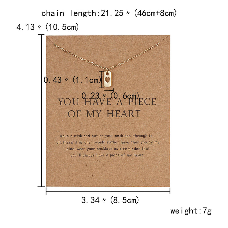 You Have A Piece Of My Heart Heart Alloy Paper Card Necklace