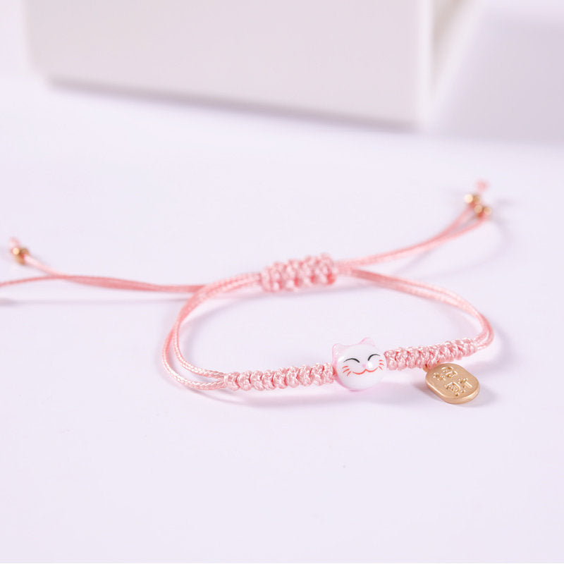 Red String Woven Lucky Cat Bracelet